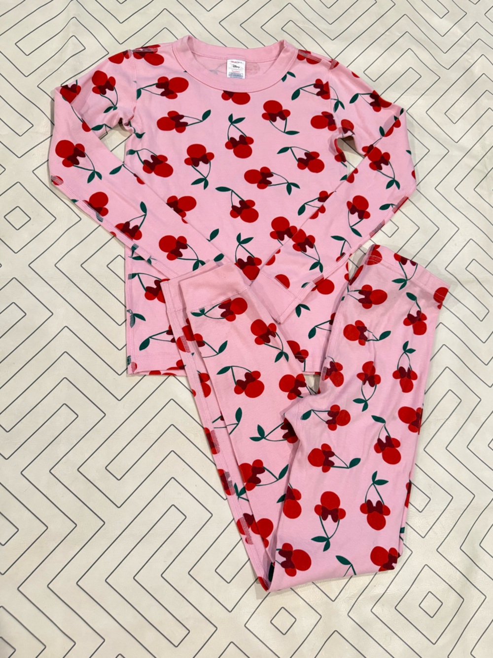 Hanna Andersson Pink Minnie Cherry Pattern Pajama Set